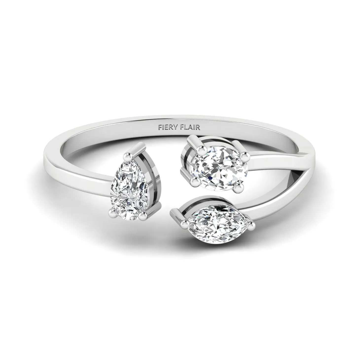 0.66CT Lustrous Three Diamond Open Ring