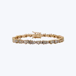 14K Yellow Gold "Broken Glass" Diamond Plaque Bracelet