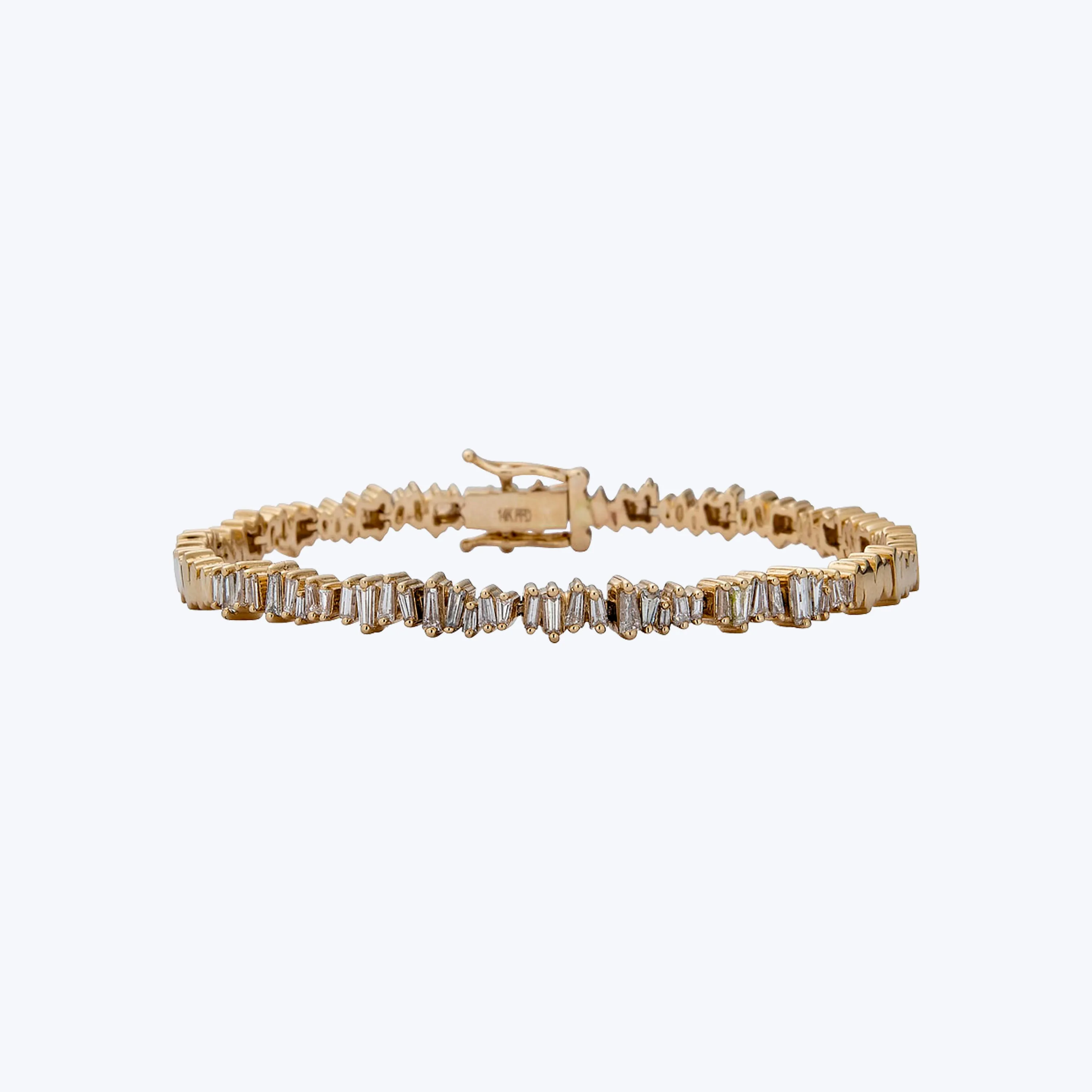 14K Yellow Gold "Broken Glass" Diamond Plaque Bracelet