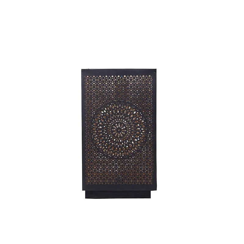 Anura Etched Floral Table Lamp With Wooden Base