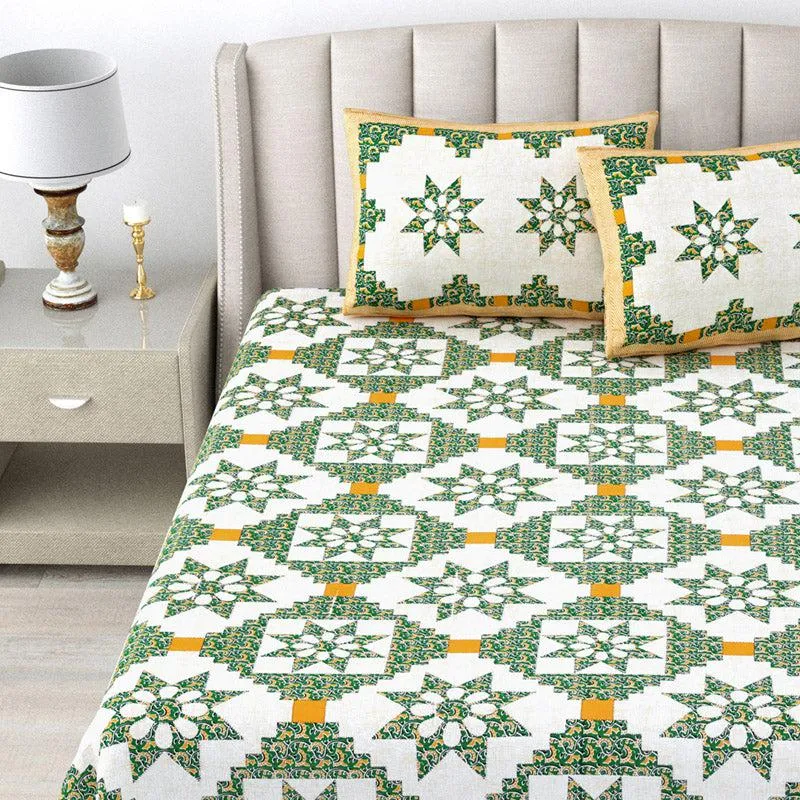 Astrid Stellar Bedsheet - Green & Yellow