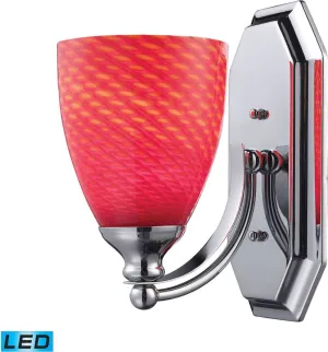 Bath and Spa 1 Light Led Vanity In Polished Chrome and Scarlet Red Glass