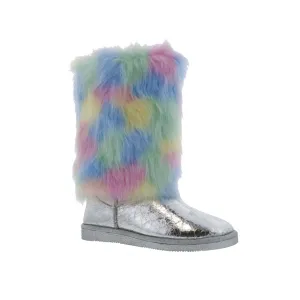 Bellini Hype Women Mid-calf Fur Boot In Silver Multi