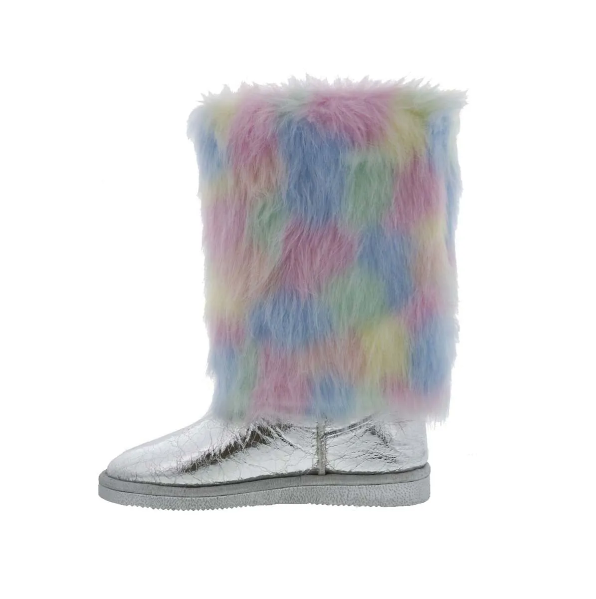 Bellini Hype Women Mid-calf Fur Boot In Silver Multi