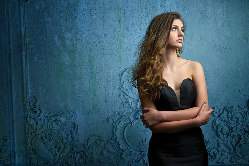 Blue Interior Wall Printed Photo Backdrop