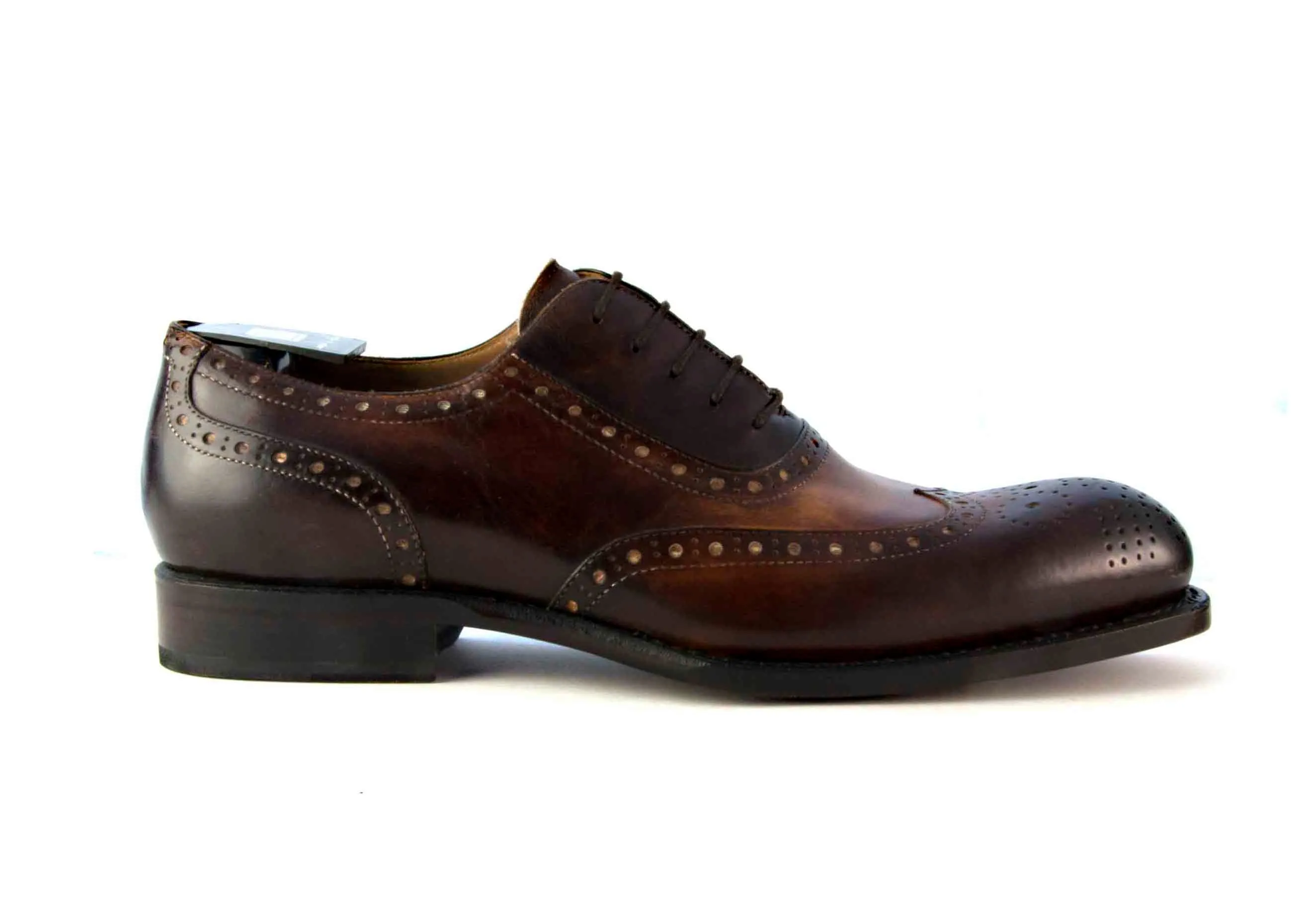Burnished Calfskin Wingtip Spectator Oxford Cognac