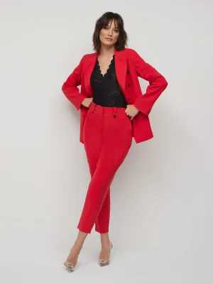 Button-Detailed Slim-Leg Ankle Pant