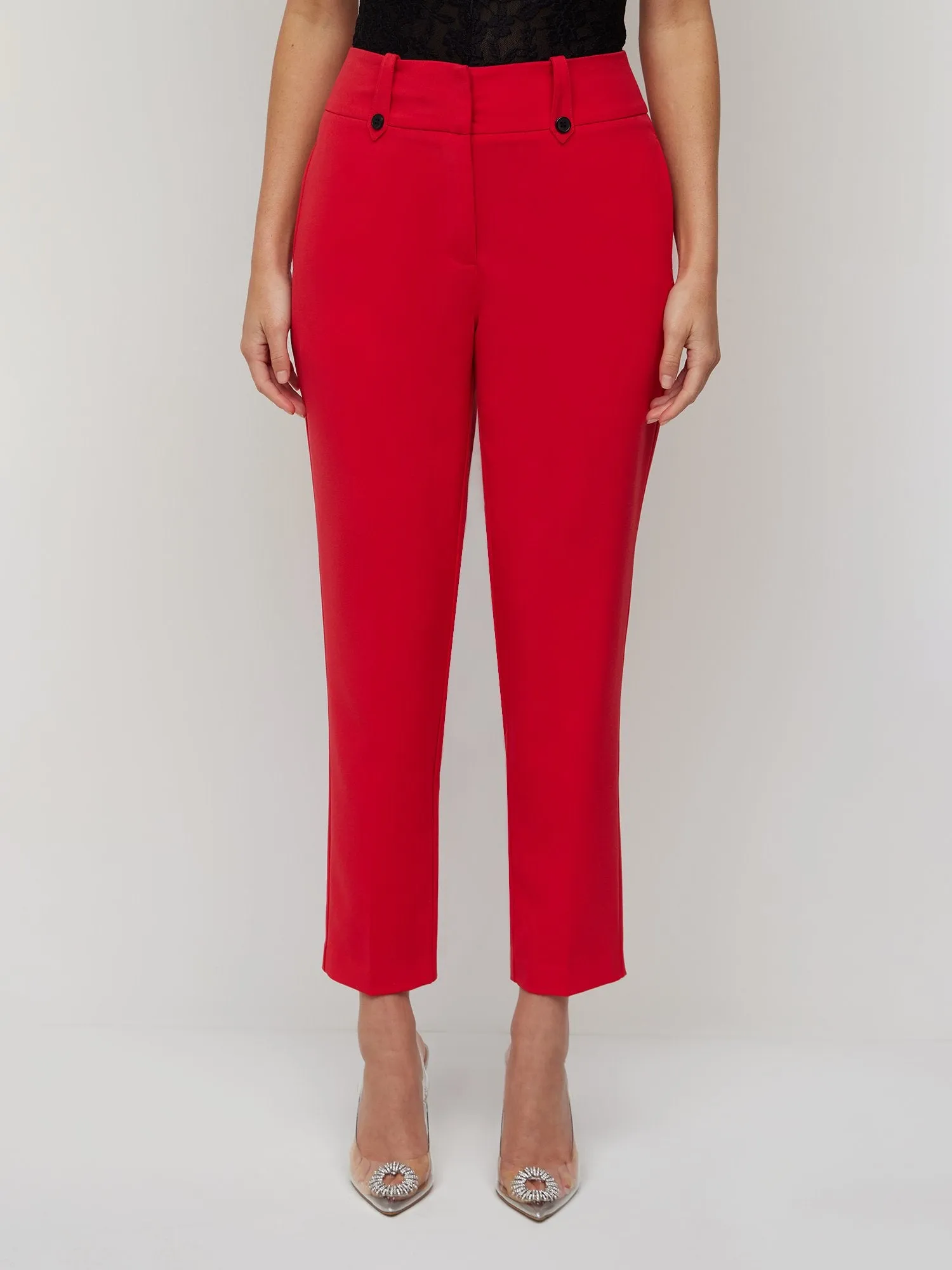Button-Detailed Slim-Leg Ankle Pant