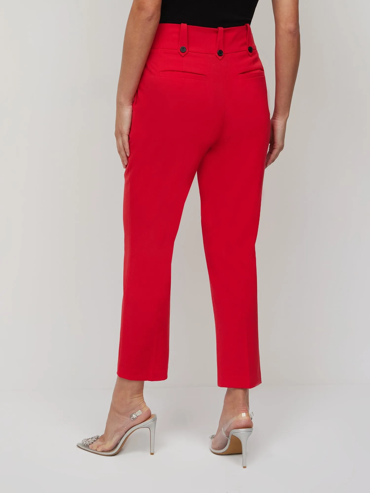Button-Detailed Slim-Leg Ankle Pant