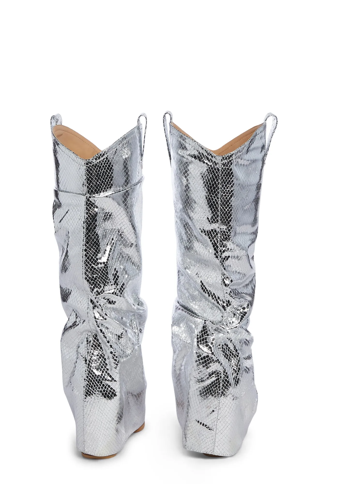 Cyrus Wedge Boots - Silver