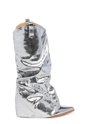 Cyrus Wedge Boots - Silver