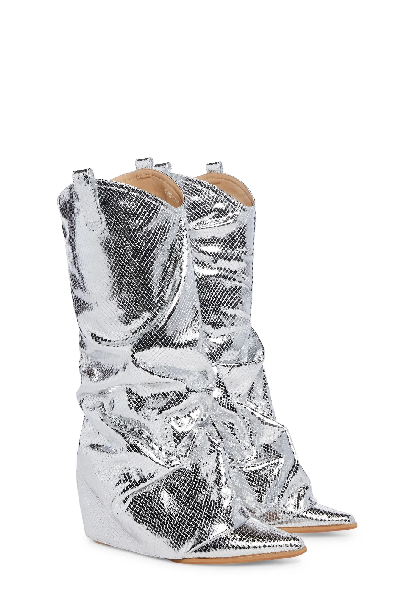 Cyrus Wedge Boots - Silver