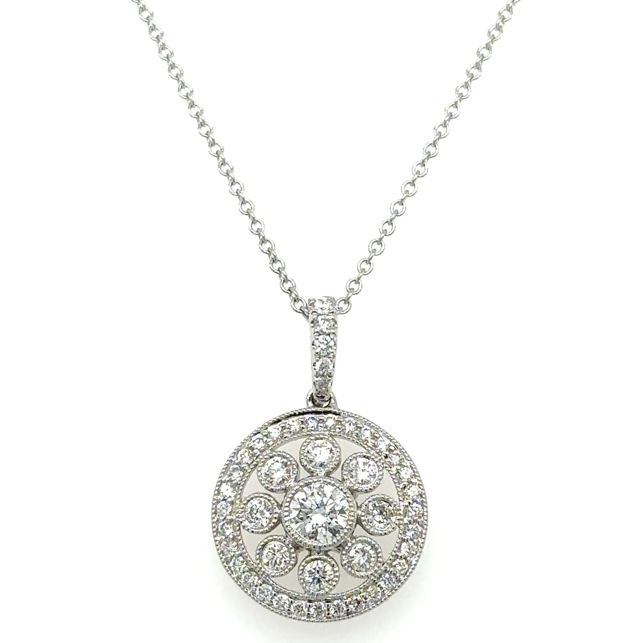 Diamond Filigree Pendant 0.59ct tw Necklace