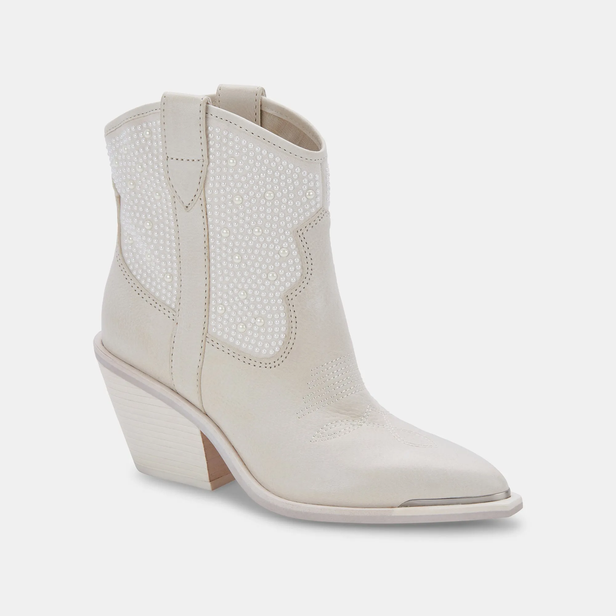 Dolce Vita Nashe Booties in Off White Pearls