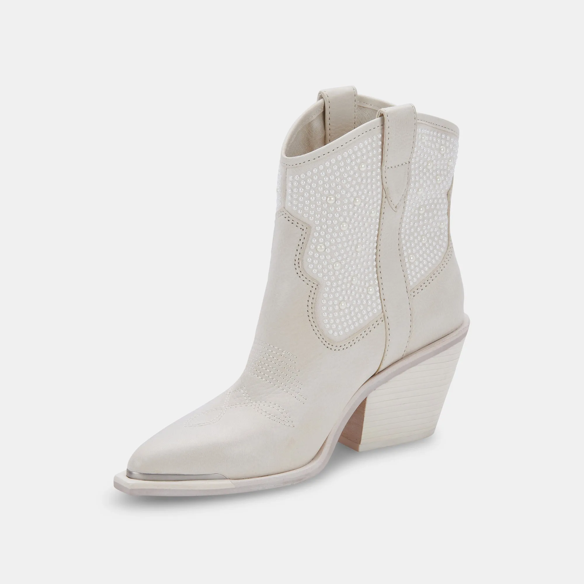 Dolce Vita Nashe Booties in Off White Pearls