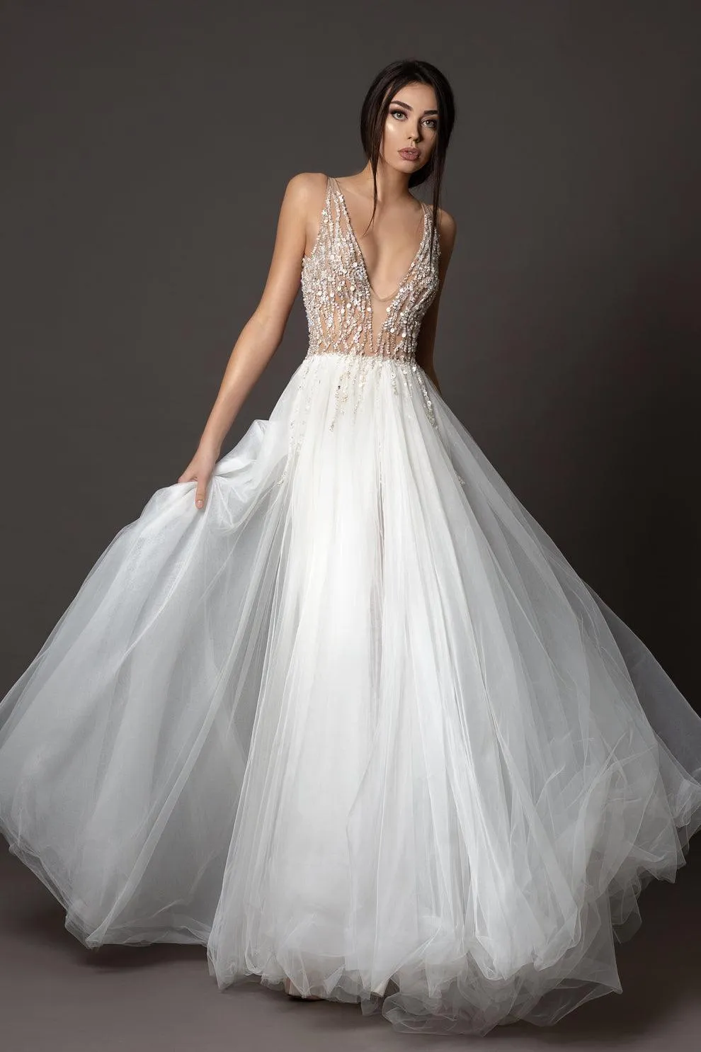 Elegant Embroidered Gray Dress
