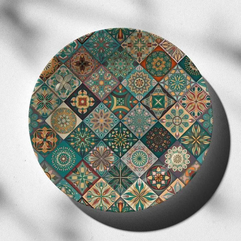 Ethnic Mandala Tiles Wall Plate - Teal