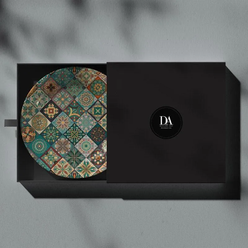 Ethnic Mandala Tiles Wall Plate - Teal