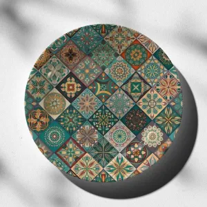 Ethnic Mandala Tiles Wall Plate - Teal