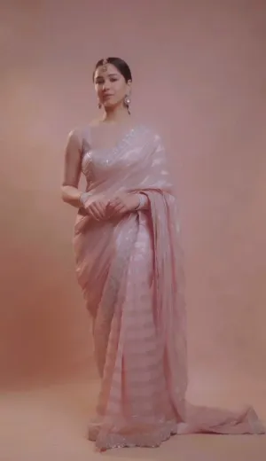 Exclusive Designer Party Wear Chiffon Saree Blouse Set