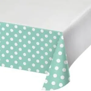 Fresh Mint Polka Dot Plastic Tablecover