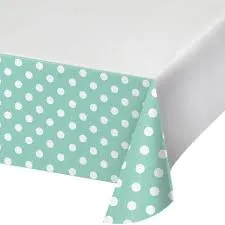 Fresh Mint Polka Dot Plastic Tablecover