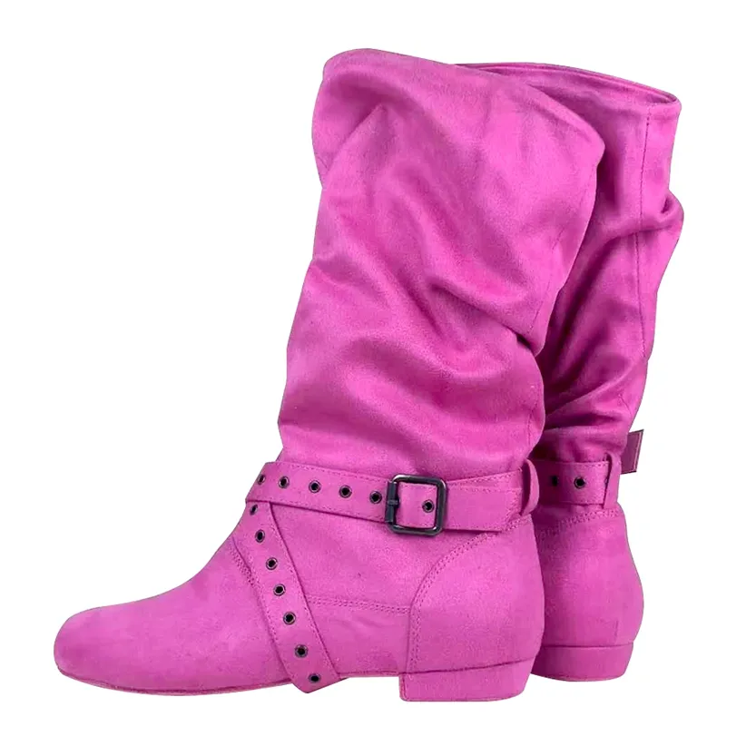 Funki Buys | Boots | Women's Faux Suede Mid-Calf Flat Boots