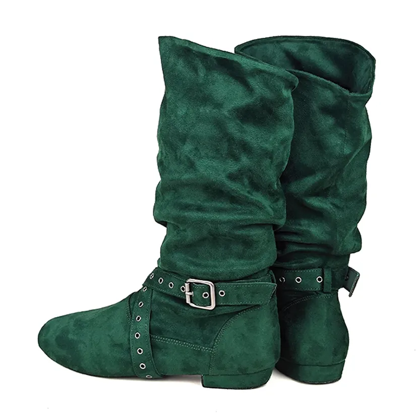 Funki Buys | Boots | Women's Faux Suede Mid-Calf Flat Boots
