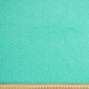 Geometric & Dots Collection Turquoise Floral & Quadrilateral Honeycomb Cotton Prints
