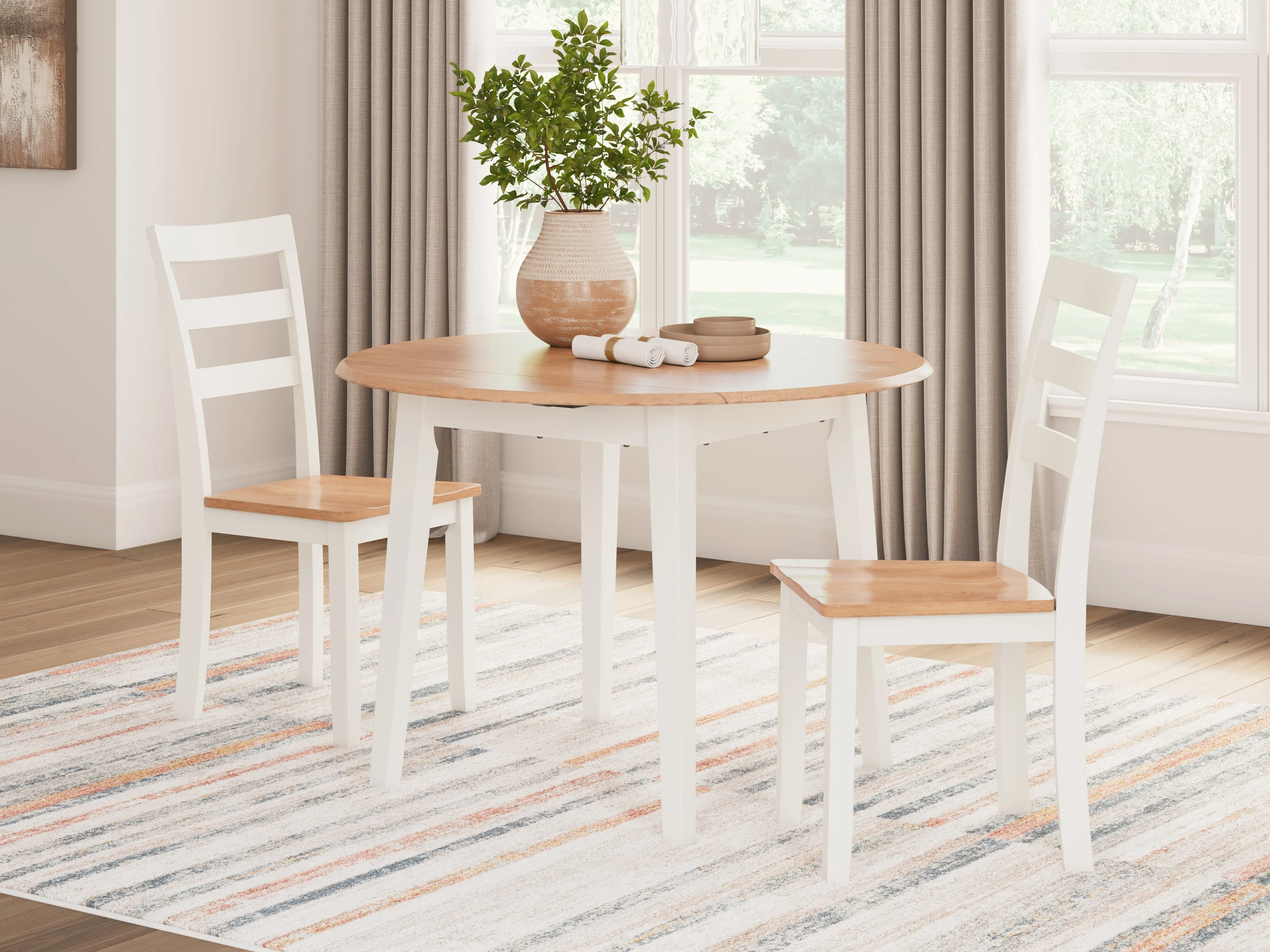 Gesthaven Dining Table and 2 Chairs in Natural/White