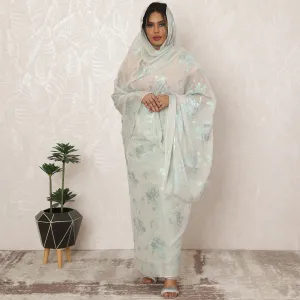 Light Grey Sudanese Thobe Fabric in Silk Chiffon with Metallic Lurex, 4.5 Meters, 110 cm Width-D20360