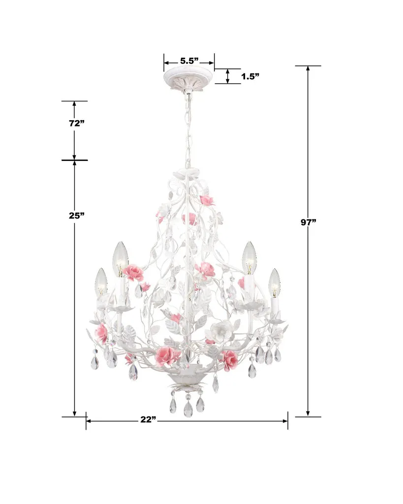 Lola 5 Light Wet White Chandelier