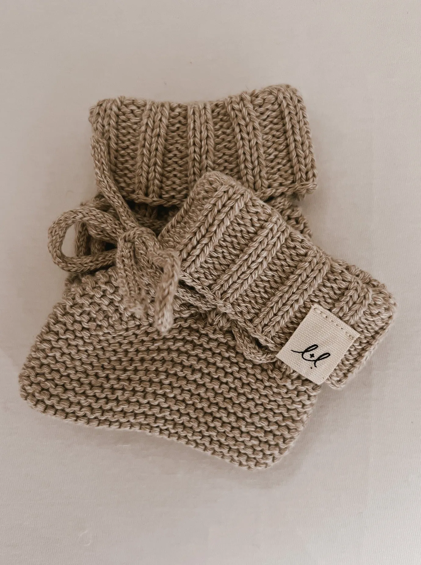 Luna   Luca Organic Booties - Heather Beige