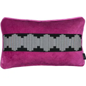 Maya Striped Fuchsia Pink Velvet Pillow