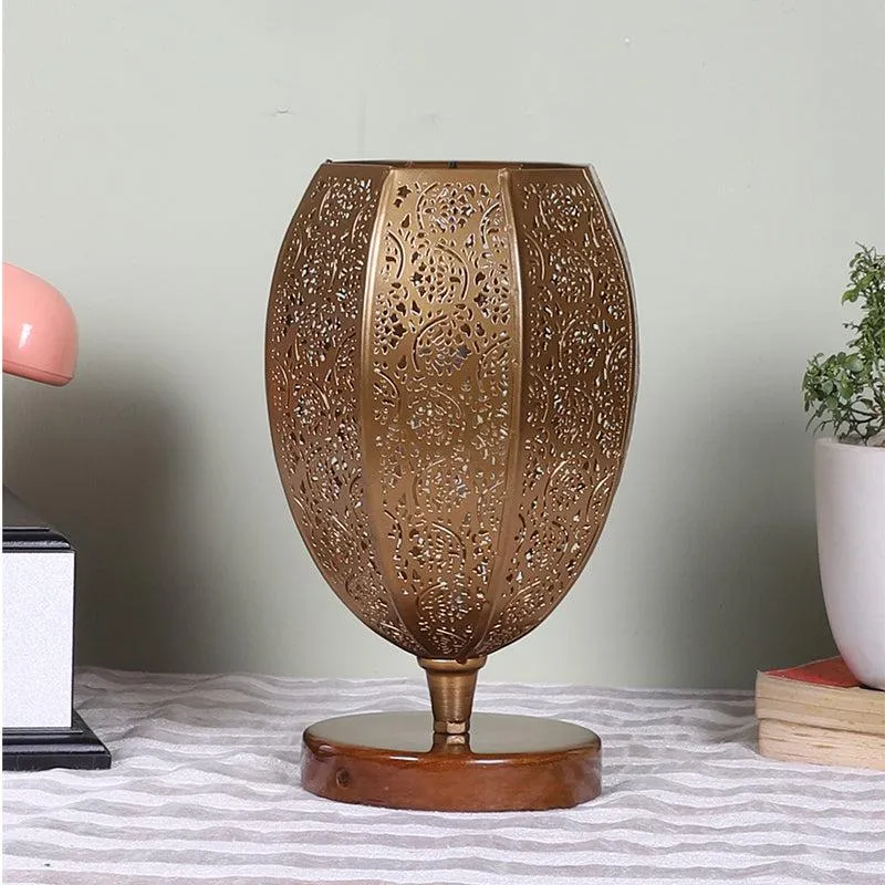 Mehela Etched Table Lamp With Brown Base