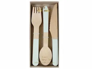 Mint Wooden Cutlery Set (x 24)
