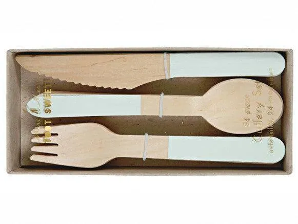Mint Wooden Cutlery Set (x 24)