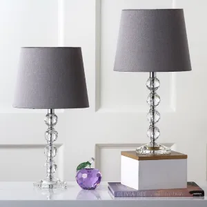 Nola Two-Light Stacked Crystal Ball Lamps Set of 2 - Clear/Gray