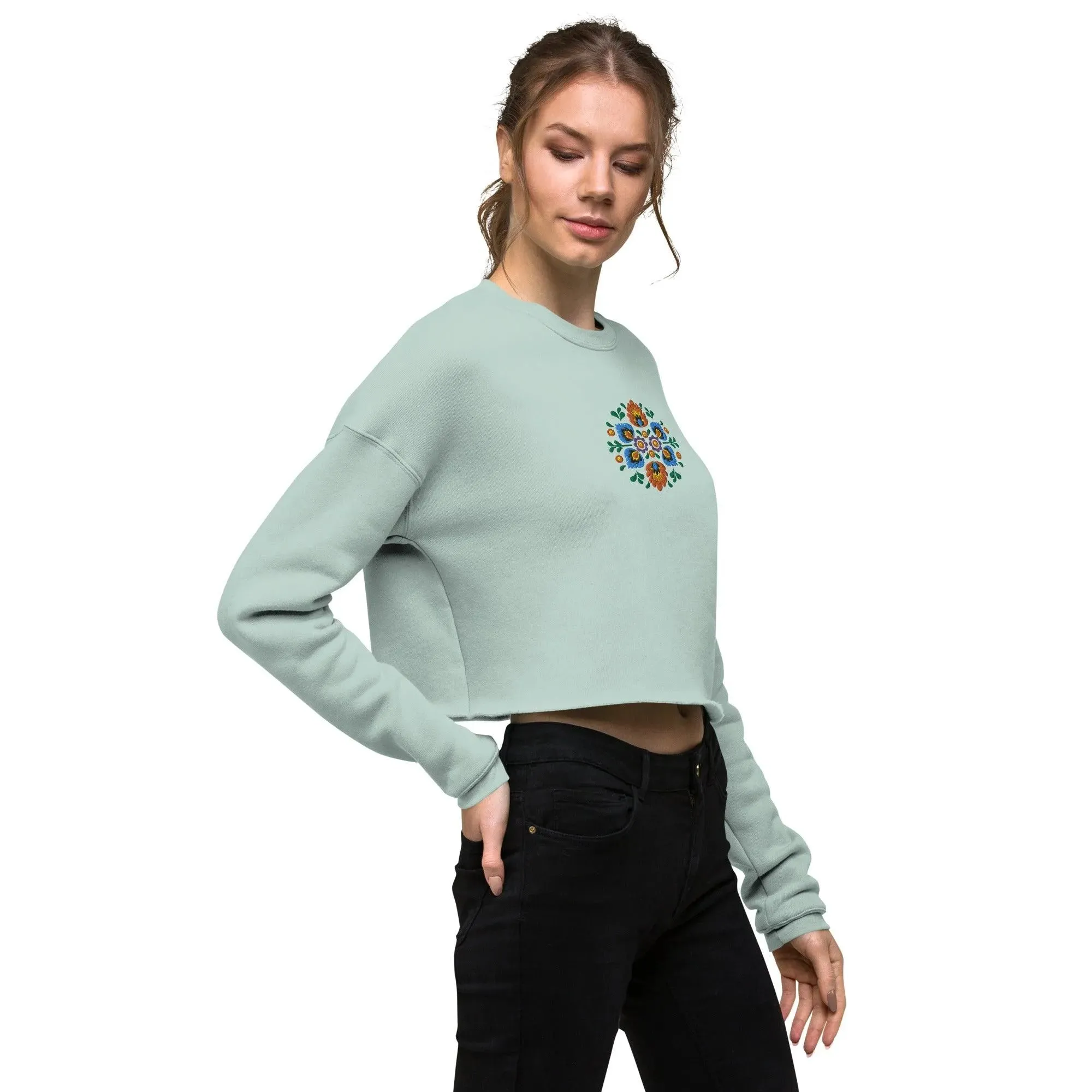 Polish Wycinanki Embroidered Cropped Sweatshirt