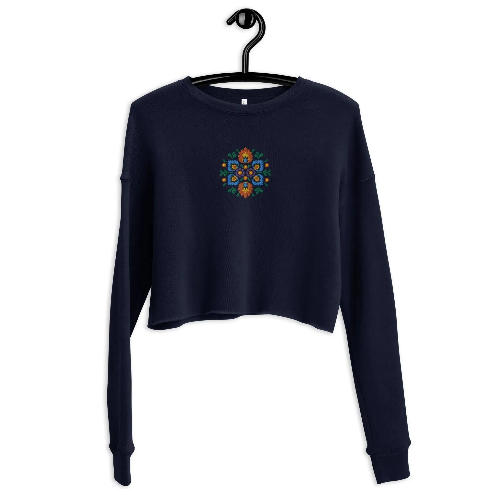 Polish Wycinanki Embroidered Cropped Sweatshirt