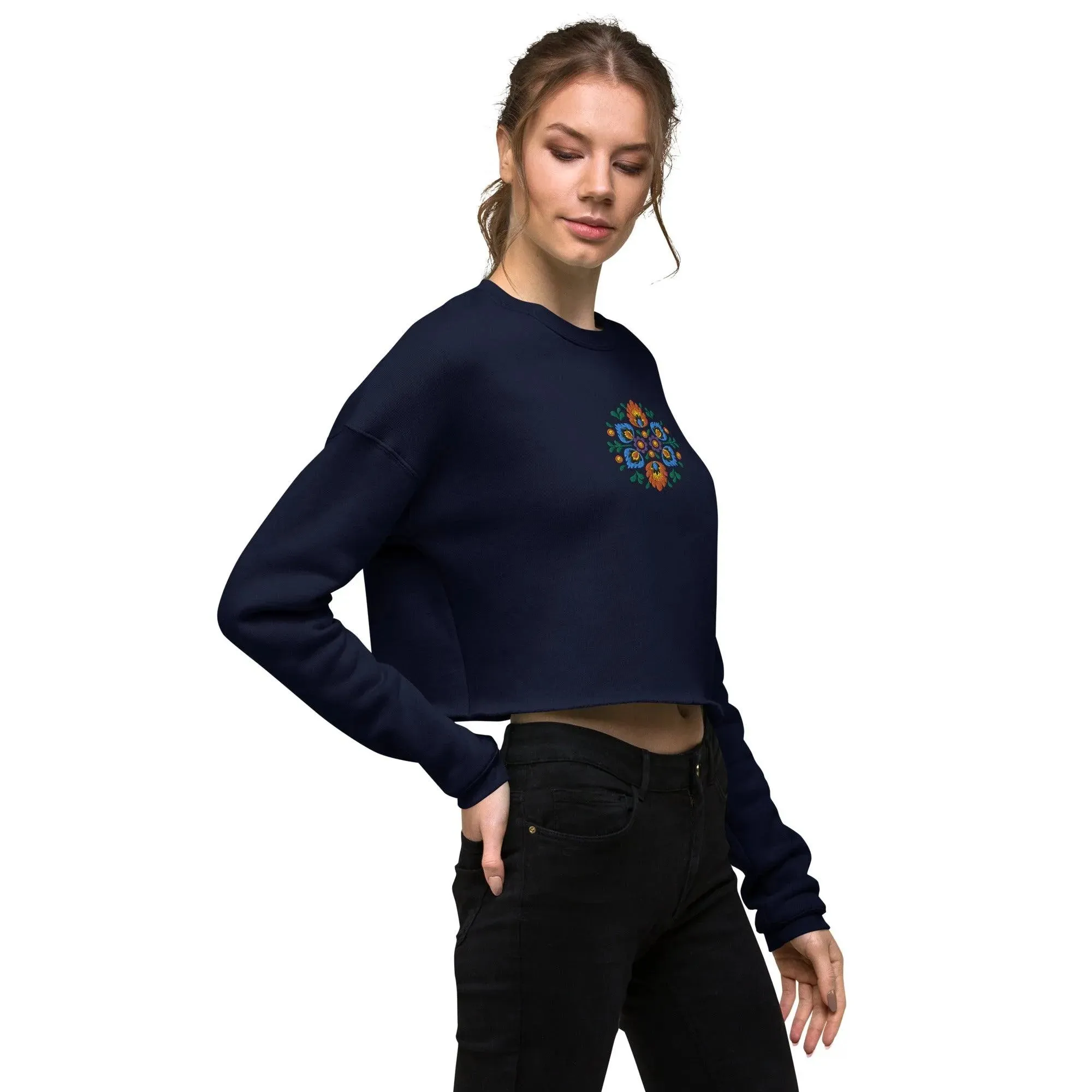 Polish Wycinanki Embroidered Cropped Sweatshirt