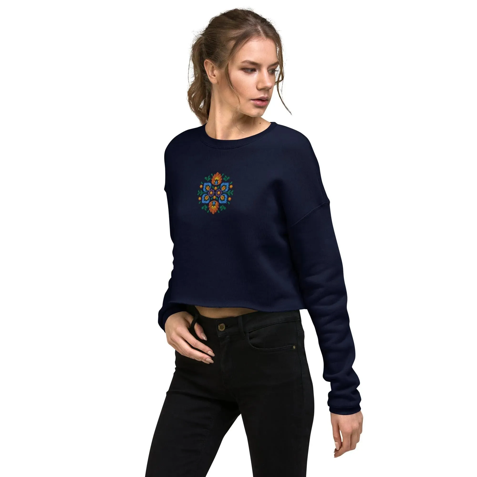 Polish Wycinanki Embroidered Cropped Sweatshirt
