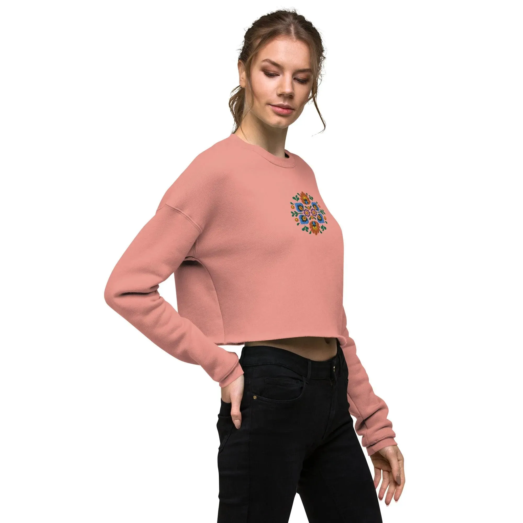 Polish Wycinanki Embroidered Cropped Sweatshirt