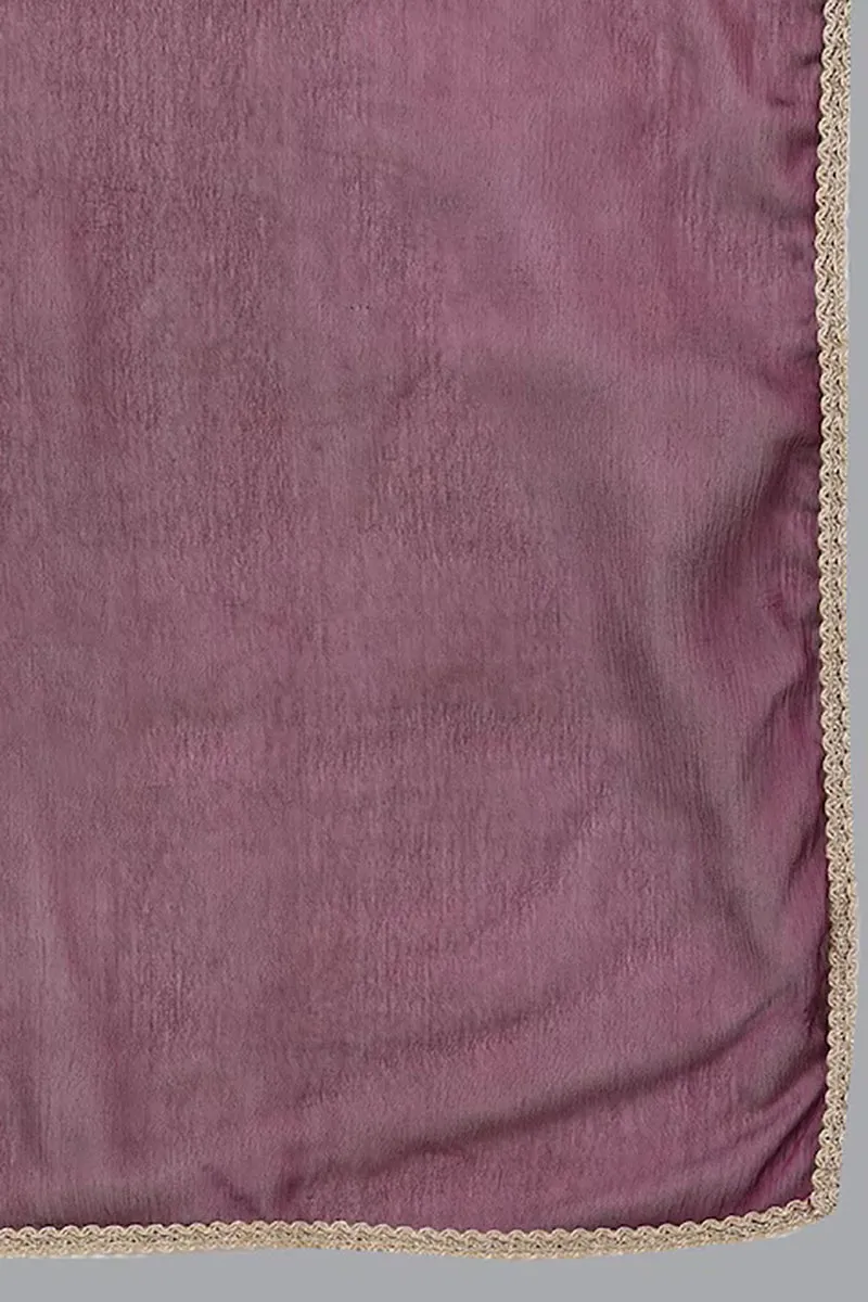 Purple Silk Blend Solid Straight Suit Set