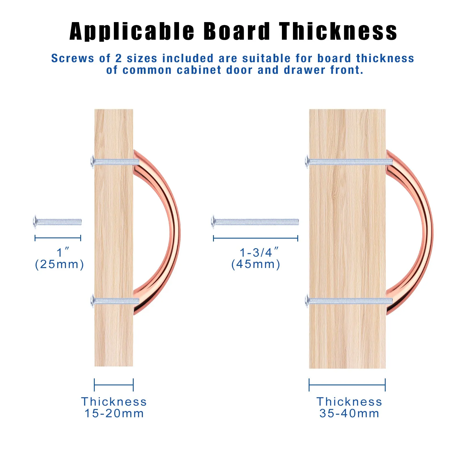 Rose Golden Kitchen Cabinet Handles, Dresser Drawer Pulls - Hole Spacing for 2-1/2'', 3-3/4", 5" - PD2171SF