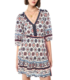 Short Geometric Belted Dress
 Multi
