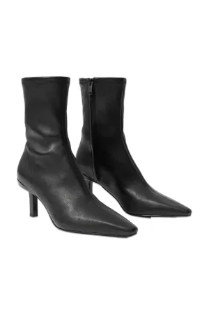 Stretch-Leather Ankle Boots