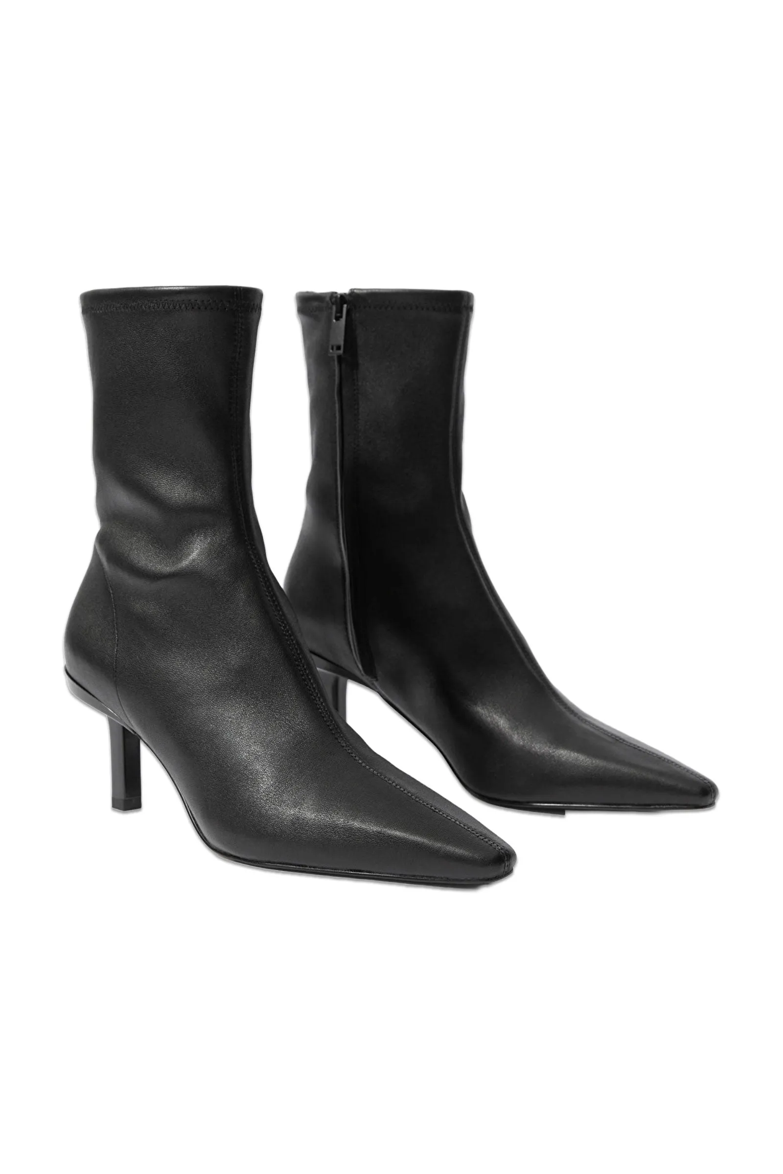 Stretch-Leather Ankle Boots
