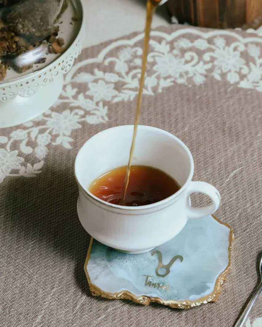 Taurus Agate Zodiac Sign Table Coaster | 4 inches