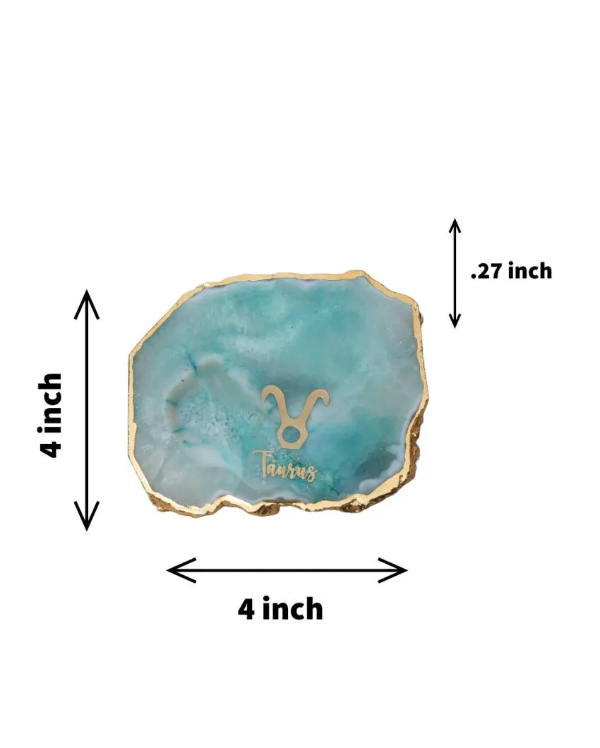 Taurus Agate Zodiac Sign Table Coaster | 4 inches
